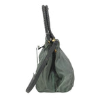 Prada Shoulder Bag Triangle Logo Leather Nylon Gray — view 4