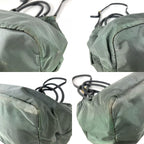 Prada Shoulder Bag Triangle Logo Leather Nylon Gray — view 7
