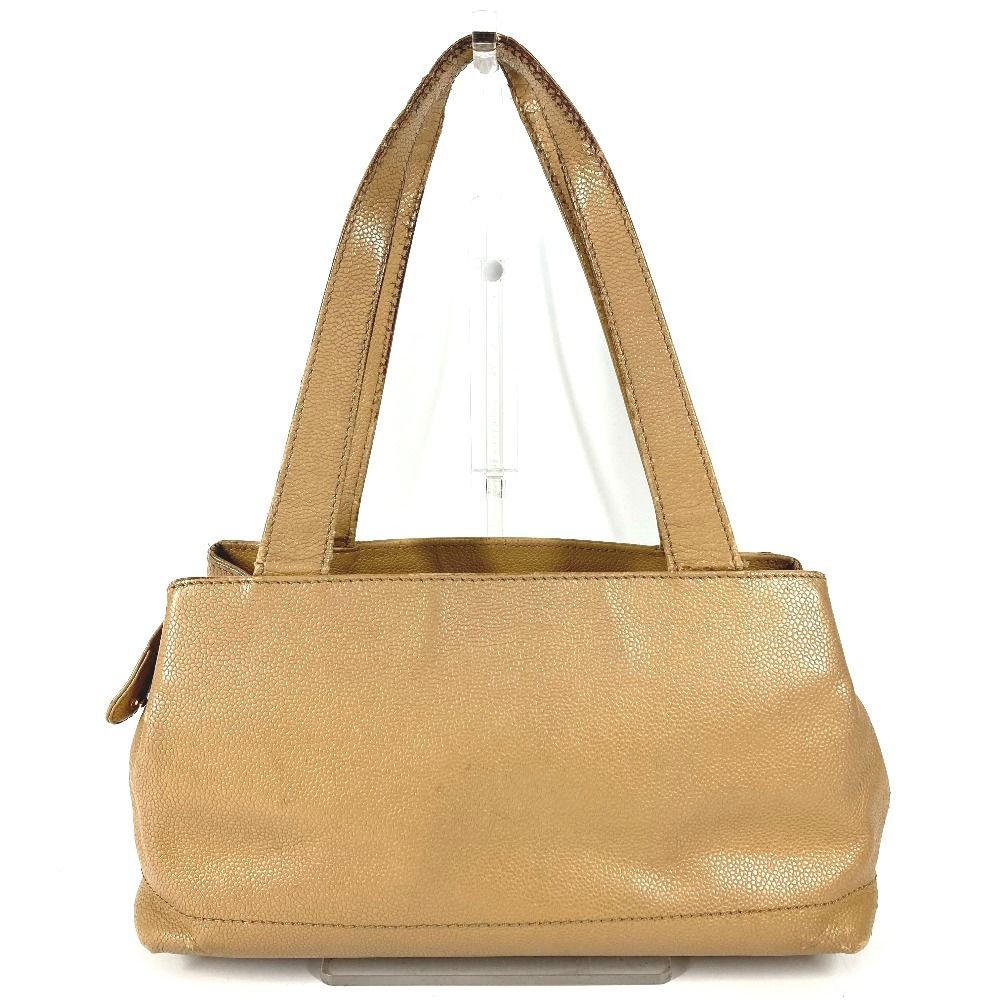 Chanel Shoulder Bag CC Logo Caviar Leather Beige — view 2