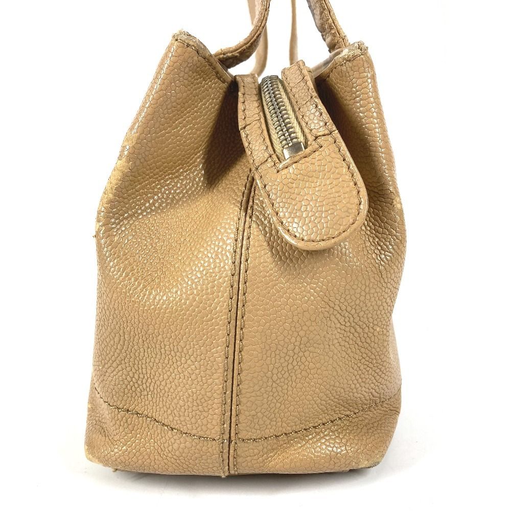 Chanel Shoulder Bag CC Logo Caviar Leather Beige — view 3