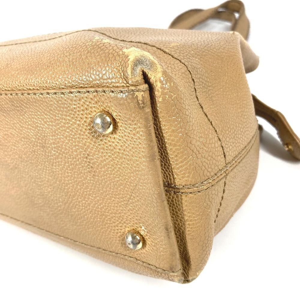Chanel Shoulder Bag CC Logo Caviar Leather Beige — view 6