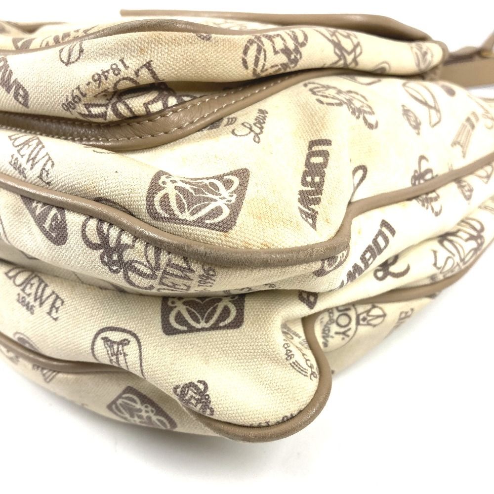 Loewe Shoulder Bag Anniversary Logo Leather Canvas Beige — view 6