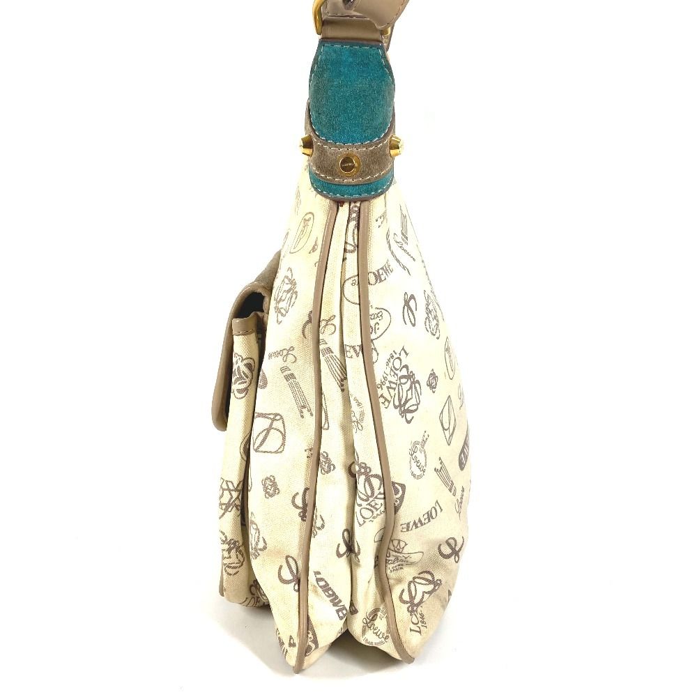 Loewe Shoulder Bag Anniversary Logo Leather Canvas Beige — view 3