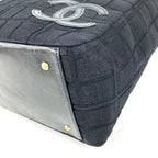 Chanel Shoulder Bag CC Logo Choco Bar Cotton Black — view 6