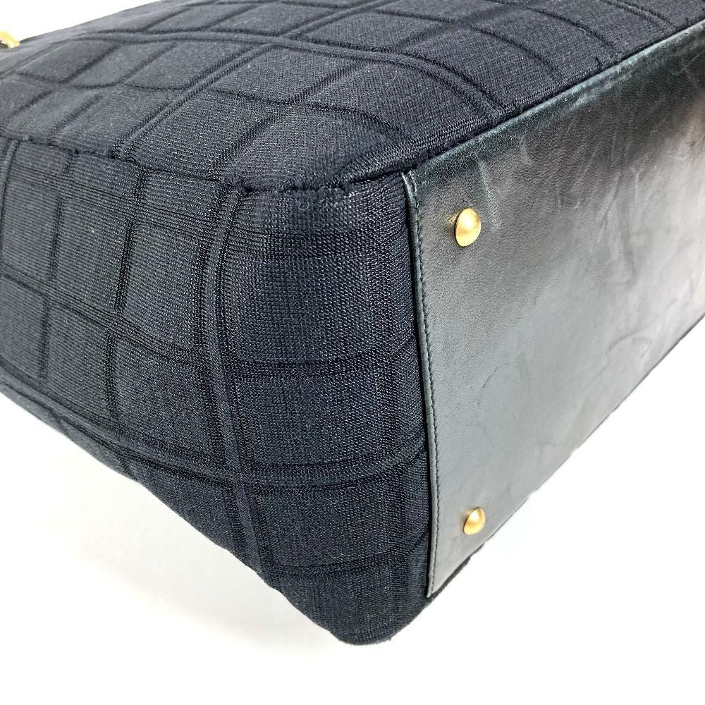 Chanel Shoulder Bag CC Logo Choco Bar Cotton Black — view 7