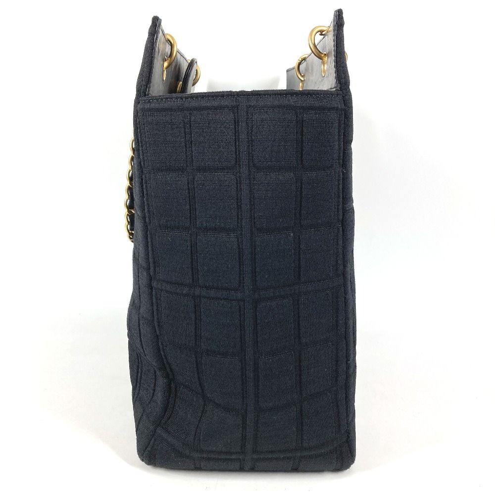 Chanel Shoulder Bag CC Logo Choco Bar Cotton Black — view 4