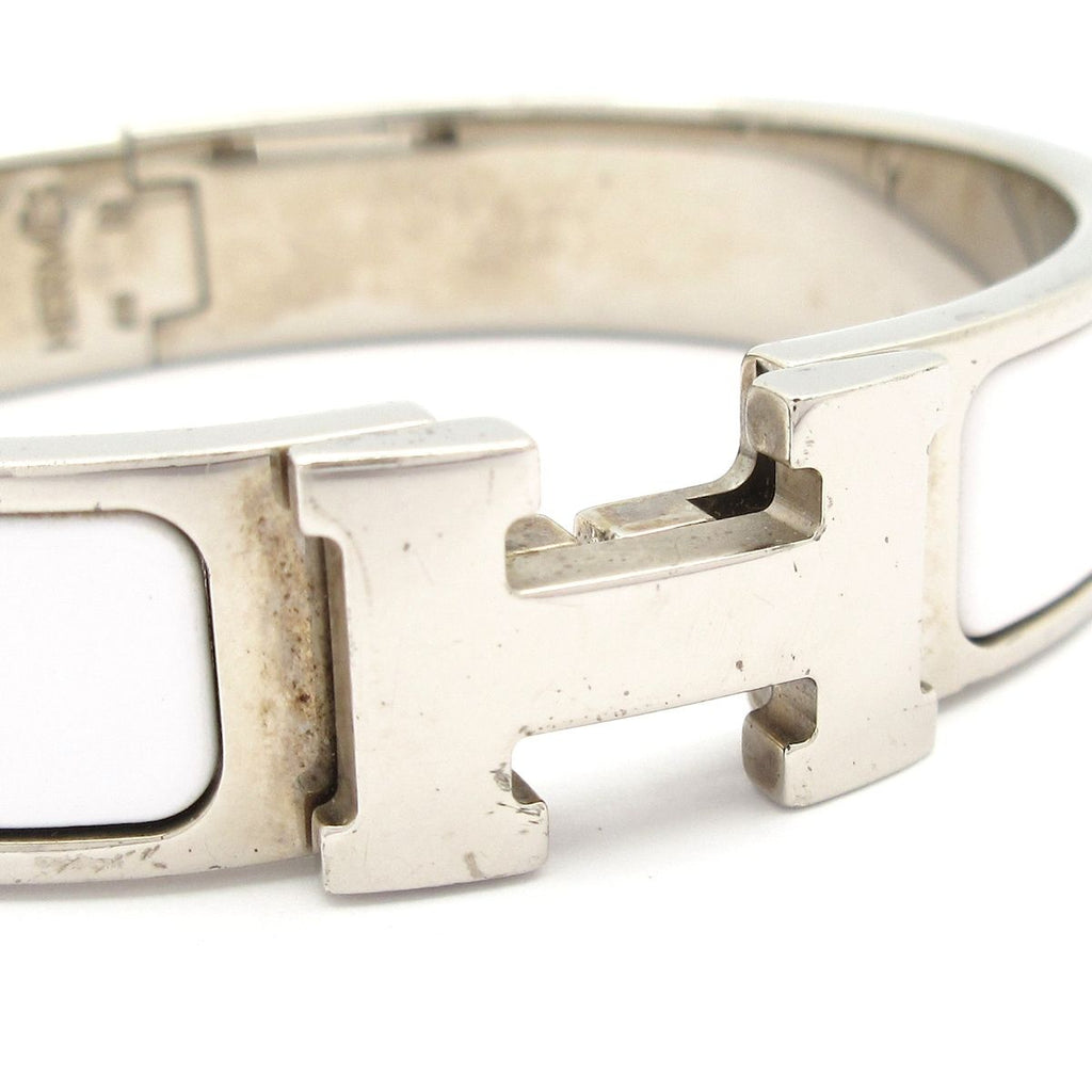 Hermes Bangle Click Silver White Bracelet — view 5