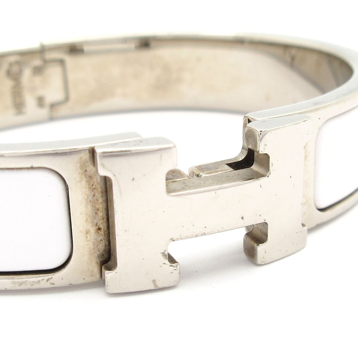 Hermes Bangle Click Silver White Bracelet — view 5