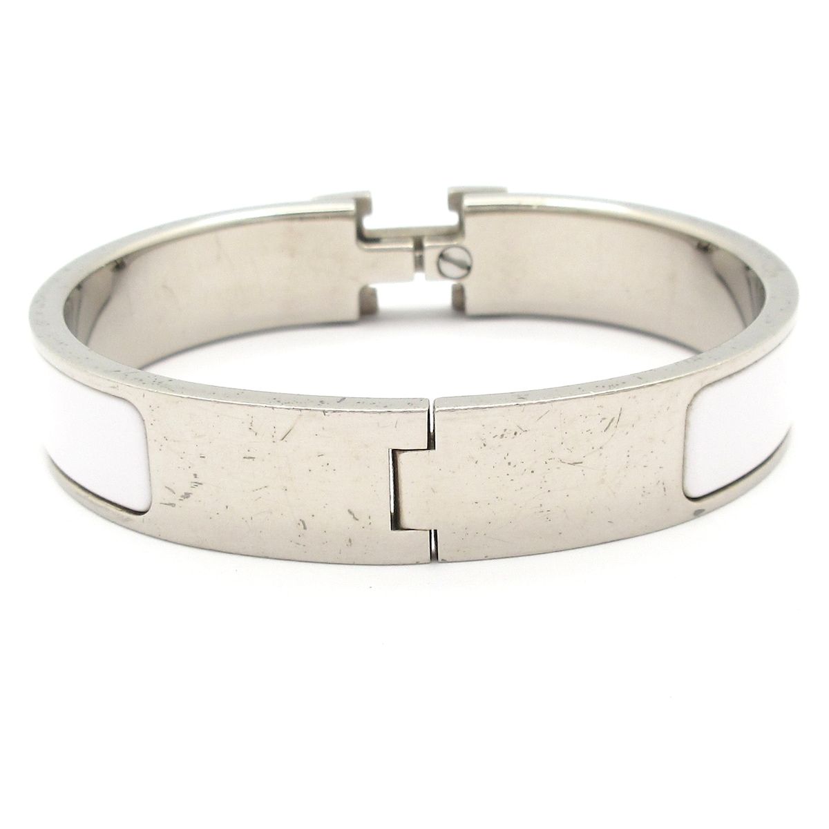 Hermes Bangle Click Silver White Bracelet — view 3