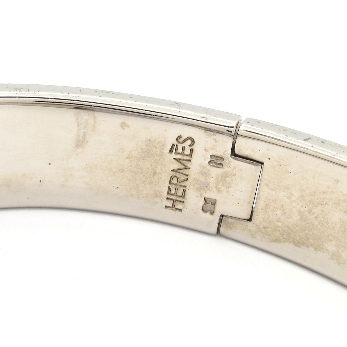 Hermes Bangle Click Silver White Bracelet — view 4