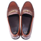 Celine Luco Triomphe Maillon Fringe Bit Loafers Leather Shoes Brown — view 4