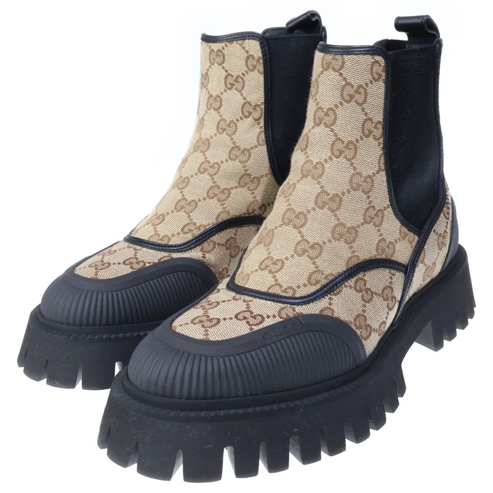 Gucci GG Canvas Leather Shackle Side Gore Boots — view 2