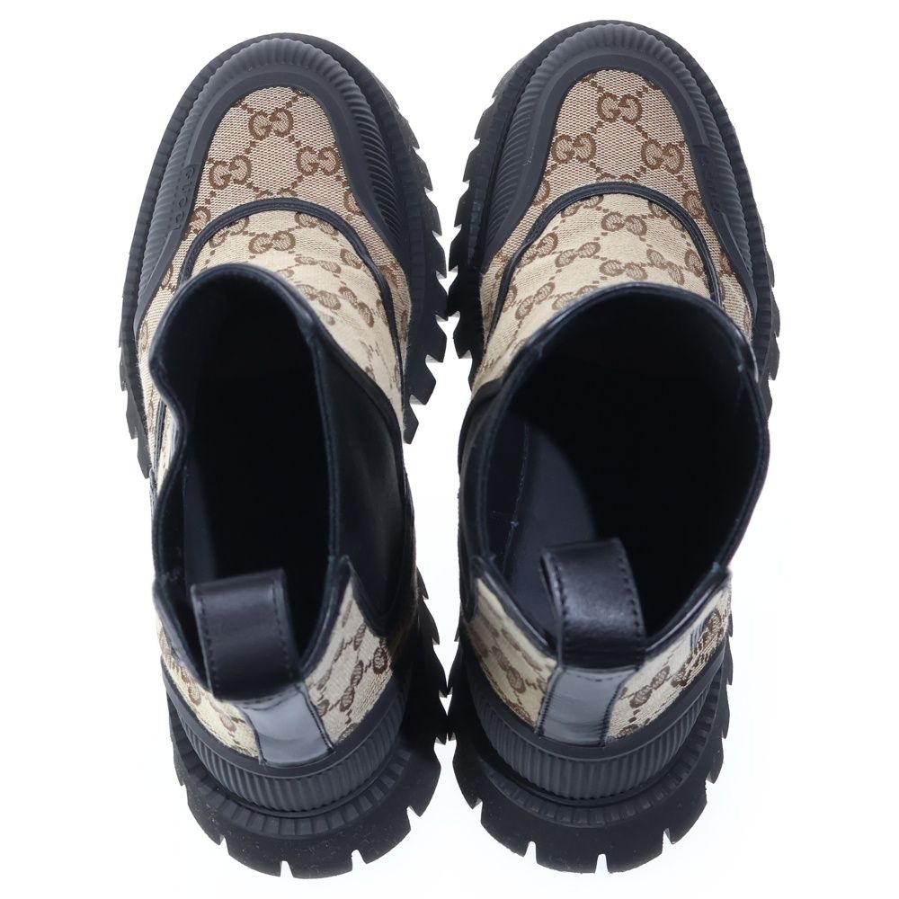 Gucci GG Canvas Leather Shackle Side Gore Boots — view 4