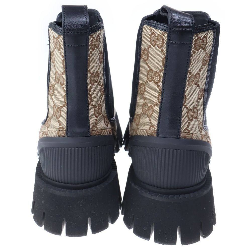 Gucci GG Canvas Leather Shackle Side Gore Boots — view 3