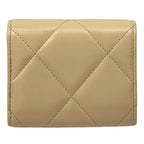 Chanel Wallet 19 Bifold Lambskin Beige Gold CC Logo Quilted Trifold Compact — view 2