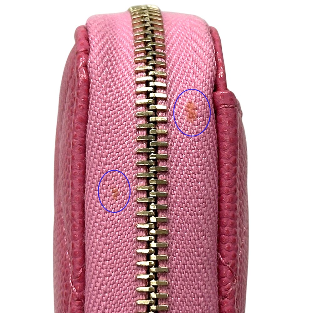 Chanel Wallet Quilted Caviar Leather Pink Gold Zip Around — view 9