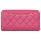 Chanel Wallet Quilted Caviar Leather Pink Gold Zip Around — view 2