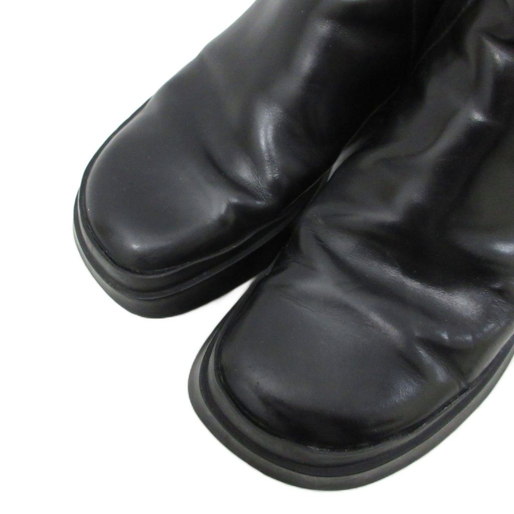 Prada Side Gore Boots Square Toe Thick Sole Leather 5.5 Black — view 5