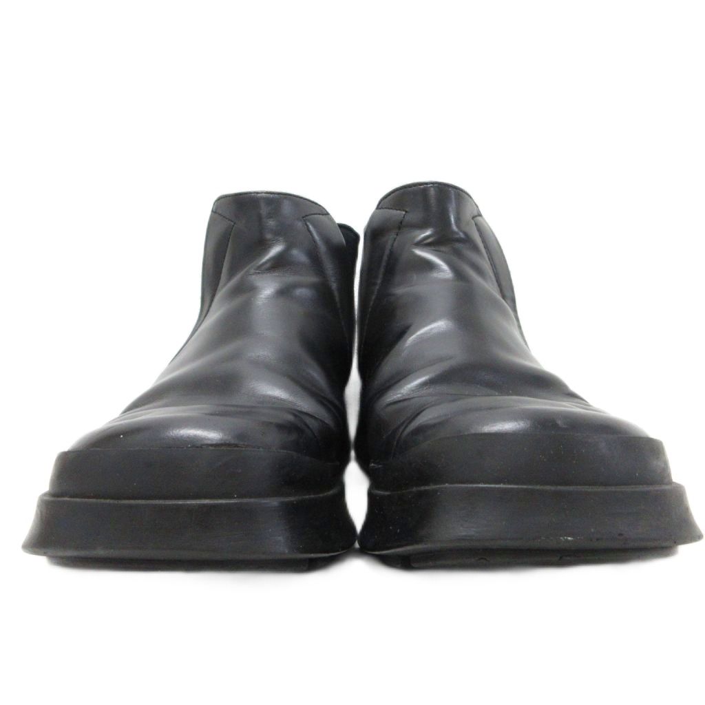 Prada Side Gore Boots Square Toe Thick Sole Leather 5.5 Black — view 4