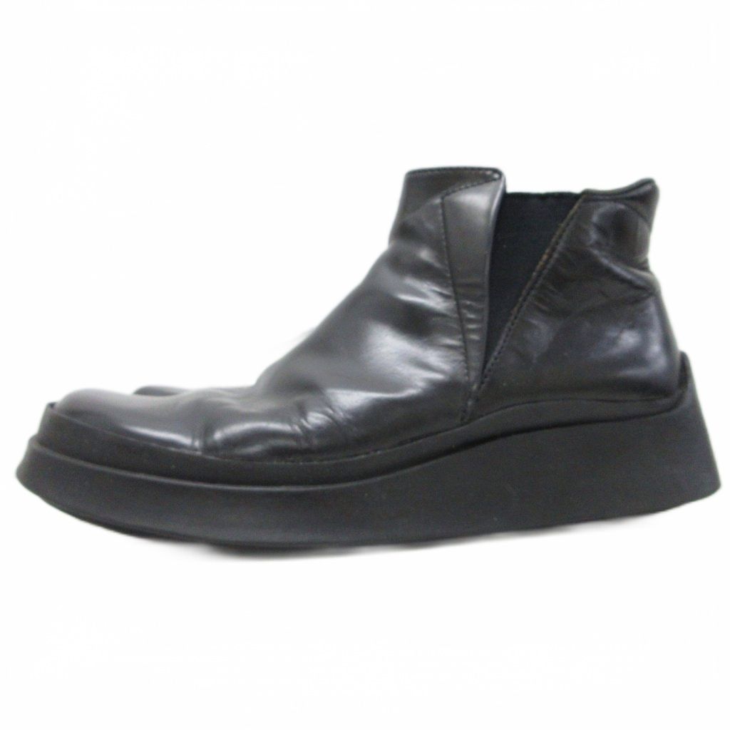 Prada Side Gore Boots Square Toe Thick Sole Leather 5.5 Black — view 2