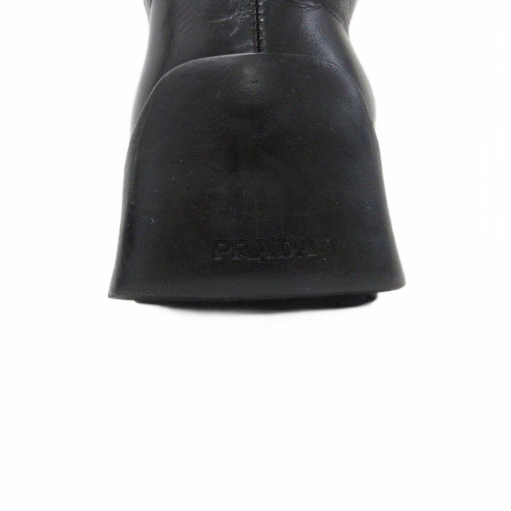Prada Side Gore Boots Square Toe Thick Sole Leather 5.5 Black — view 8
