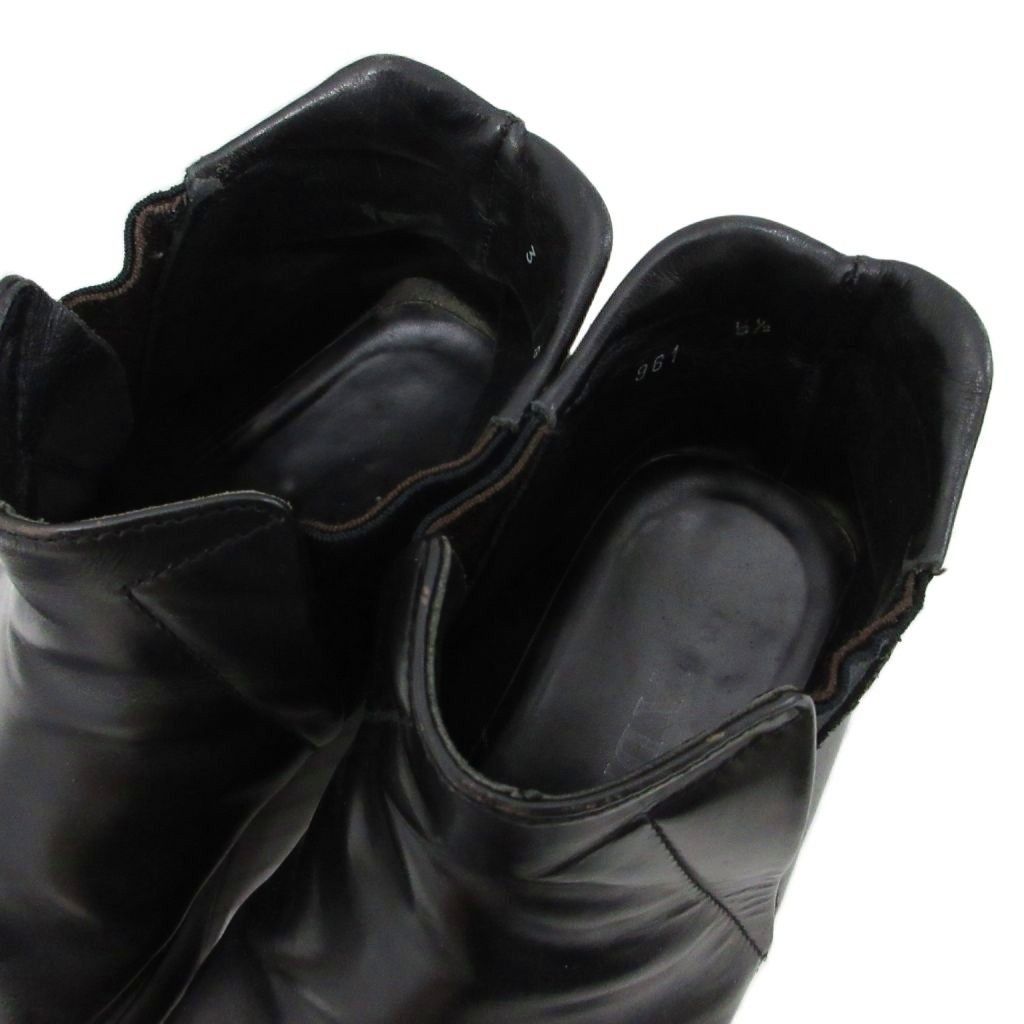 Prada Side Gore Boots Square Toe Thick Sole Leather 5.5 Black — view 6