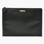 Saint Laurent Clutch Leather Black Silver
