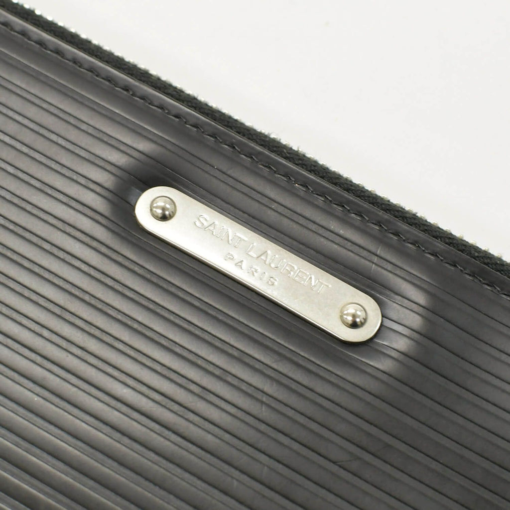 Saint Laurent Clutch Leather Black Silver — view 3