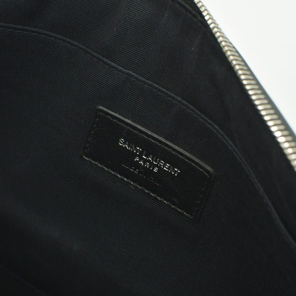 Saint Laurent Clutch Leather Black Silver — view 5