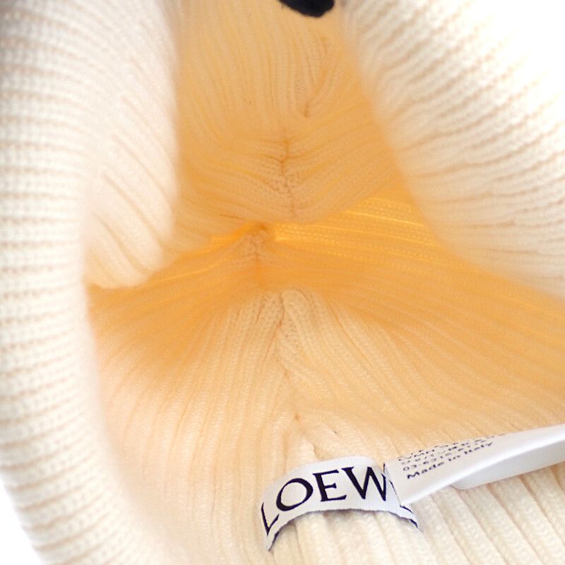 Loewe Beanie Knit Cap Hat Wool Ivory White Going Out Travel — view 8