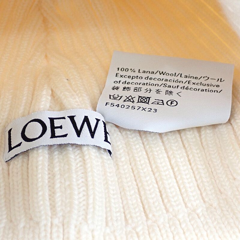 Loewe Beanie Knit Cap Hat Wool Ivory White Going Out Travel — view 6