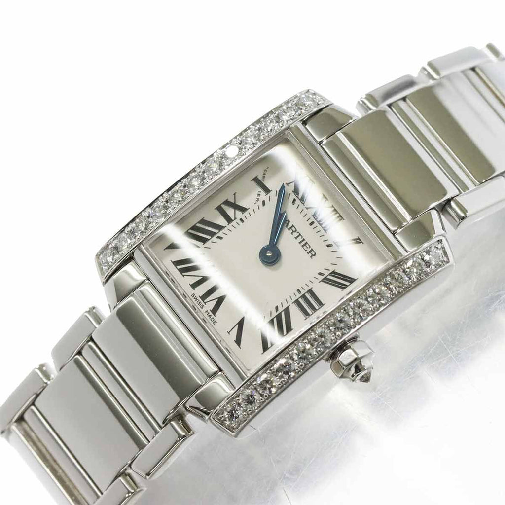 Cartier Tank Francaise SM Watch Diamond Bezel 18k White Gold Quartz — view 7