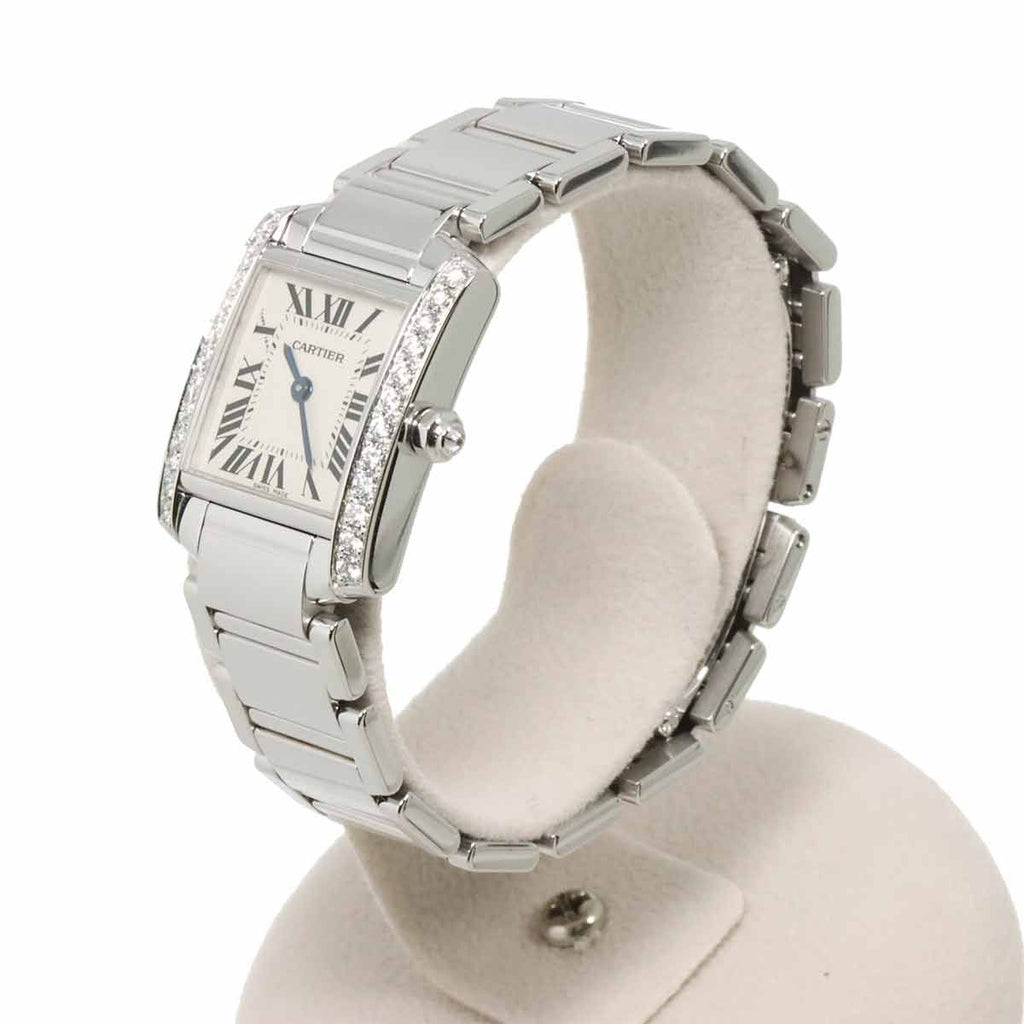 Cartier Tank Francaise SM Watch Diamond Bezel 18k White Gold Quartz — view 2