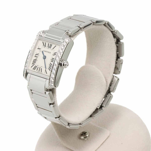 Cartier Tank Francaise SM Watch Diamond Bezel 18k White Gold Quartz — view 2