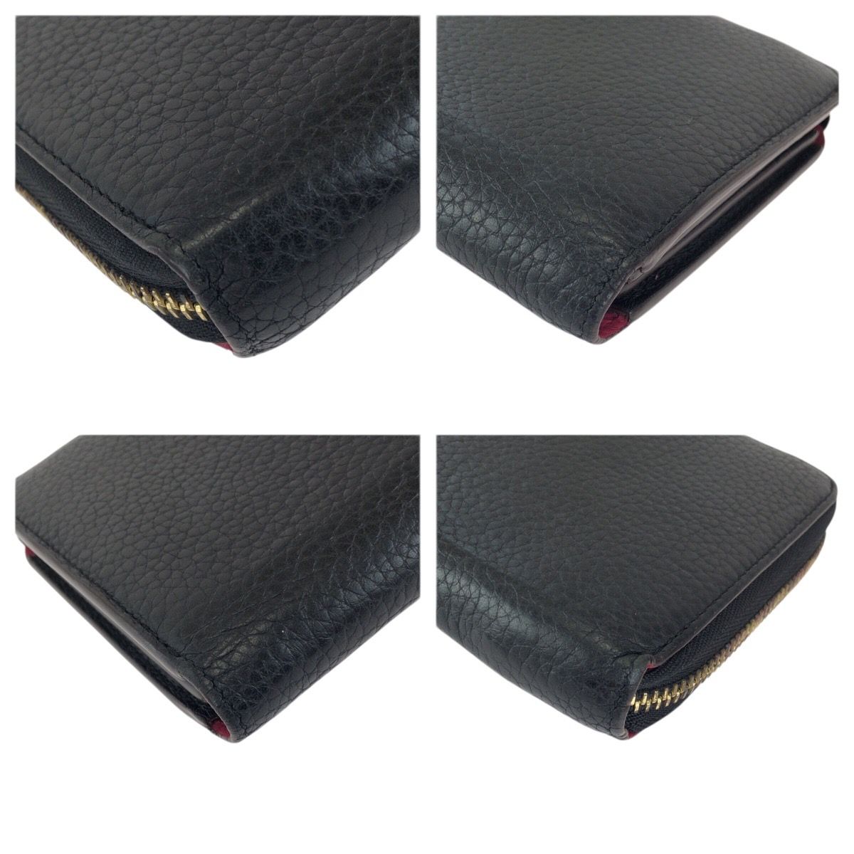 Louis Vuitton Taurillon Portefeuille Comet Black Gold Leather Zip Around Wallet — view 3