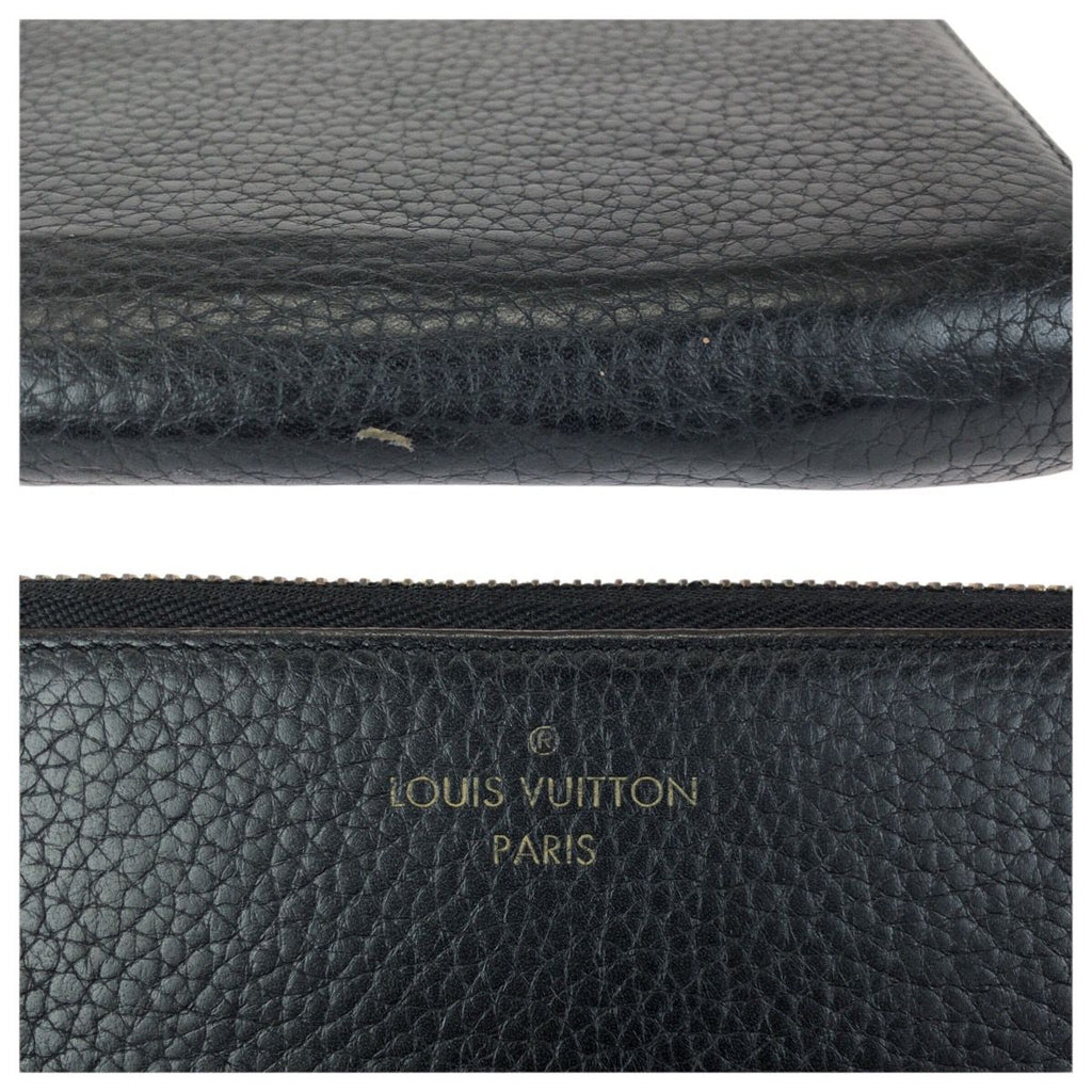 Louis Vuitton Taurillon Portefeuille Comet Black Gold Leather Zip Around Wallet — view 6