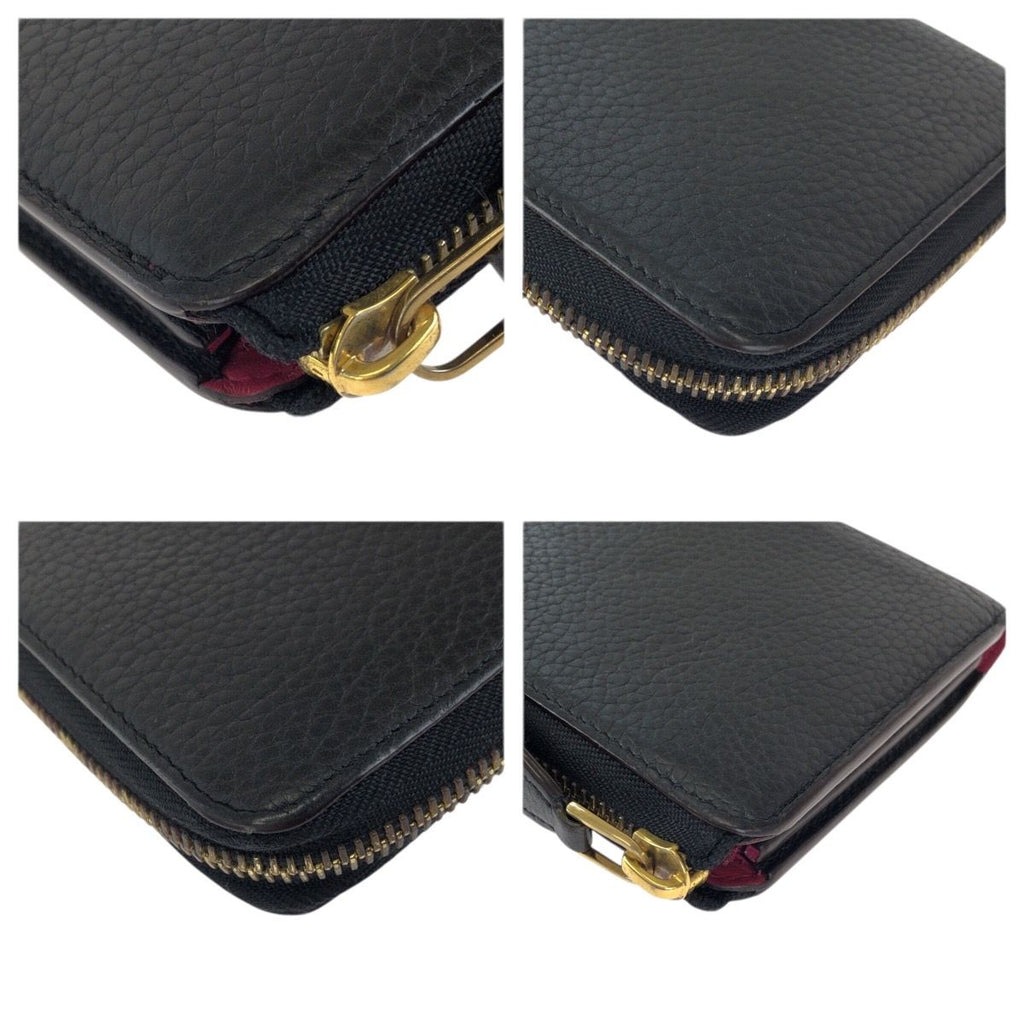Louis Vuitton Taurillon Portefeuille Comet Black Gold Leather Zip Around Wallet — view 4