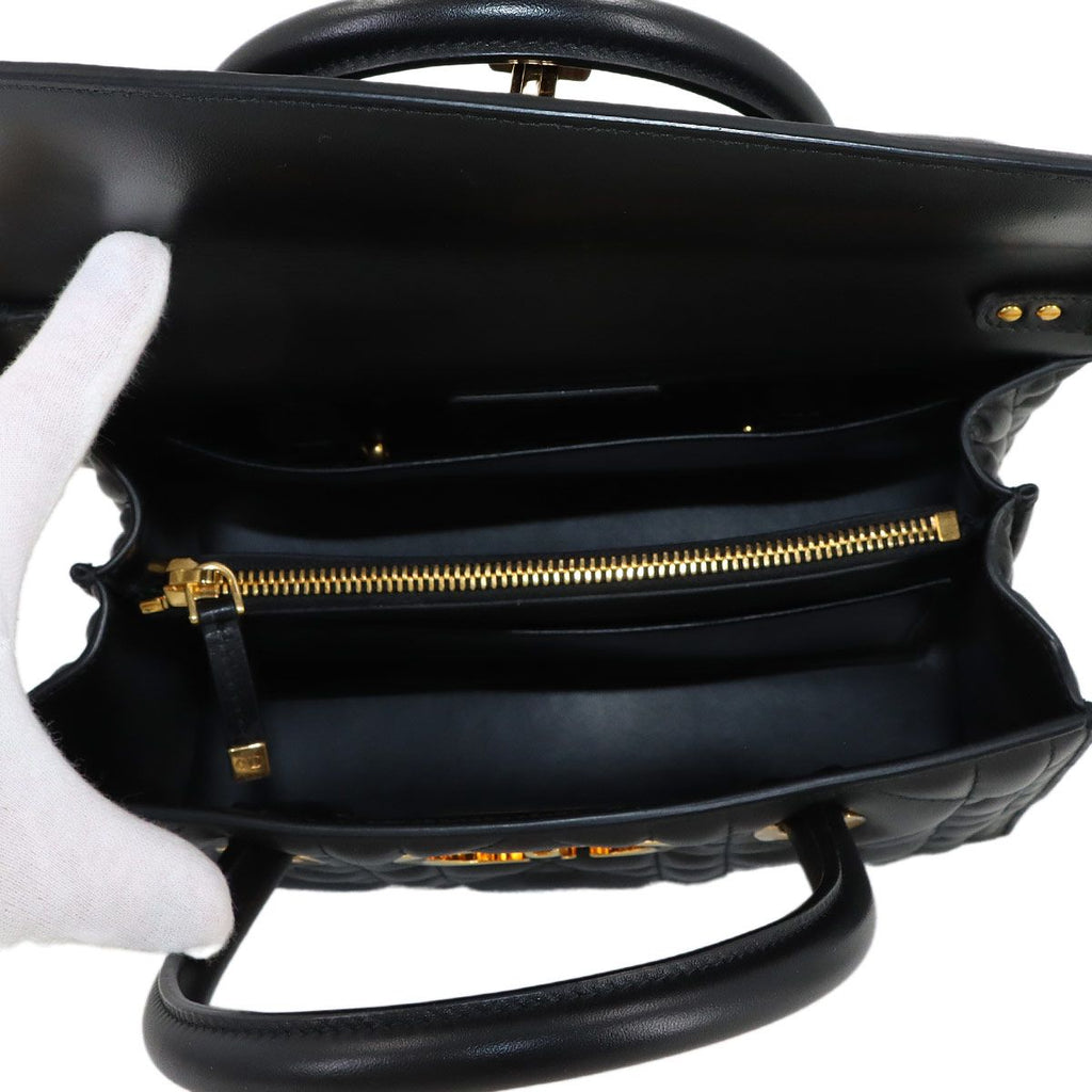 Dior Saint Honore Macro Cannage 2-Way Hand Bag Leather Black — view 7
