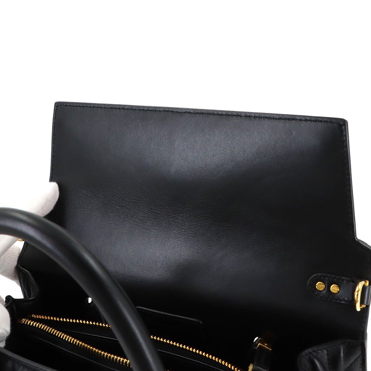 Dior Saint Honore Macro Cannage 2-Way Hand Bag Leather Black — view 9