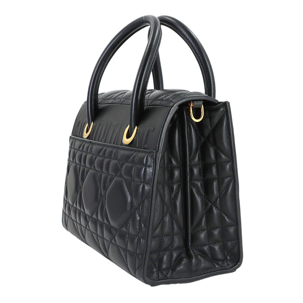 Dior Saint Honore Macro Cannage 2-Way Hand Bag Leather Black — view 4