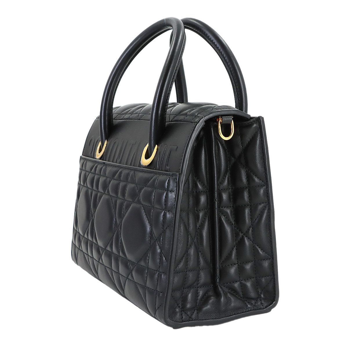 Dior Saint Honore Macro Cannage 2-Way Hand Bag Leather Black — view 4