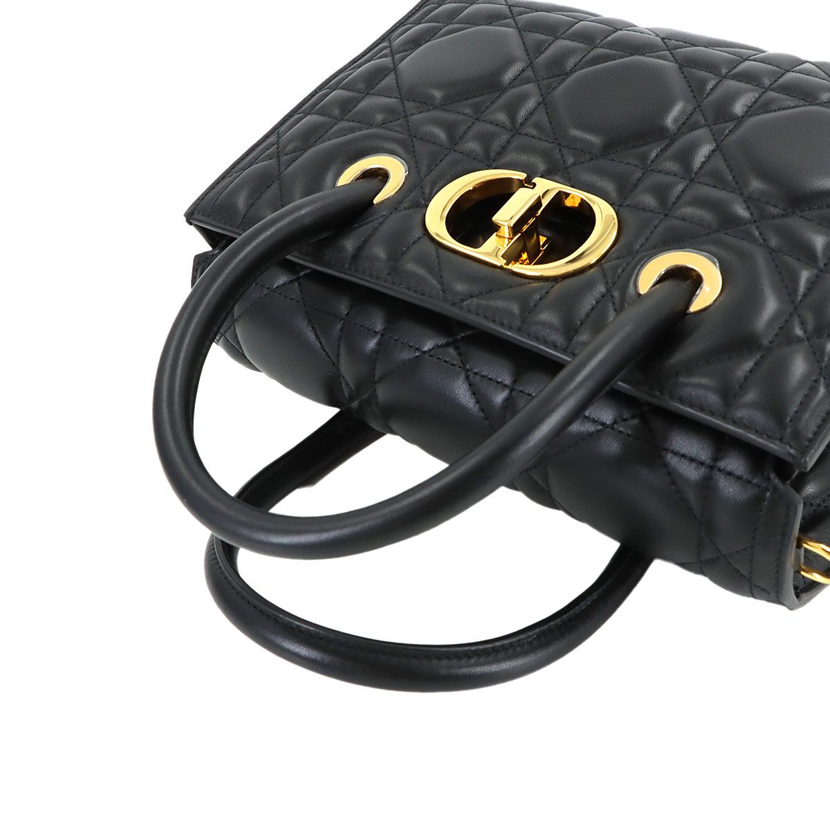 Dior Saint Honore Macro Cannage 2-Way Hand Bag Leather Black — view 6