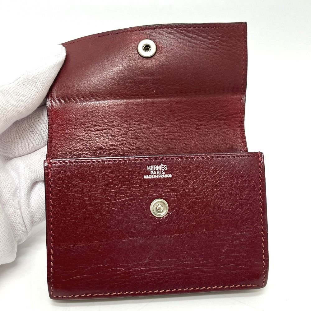 Hermes Card Case Series Leather Rouge Ash Silver — view 6
