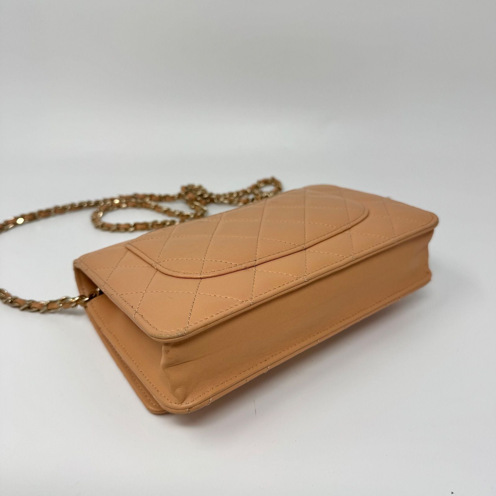 Chanel Large Shoulder Bag Lambskin Quilted CC Logo Gold Chain with Shield — view 7