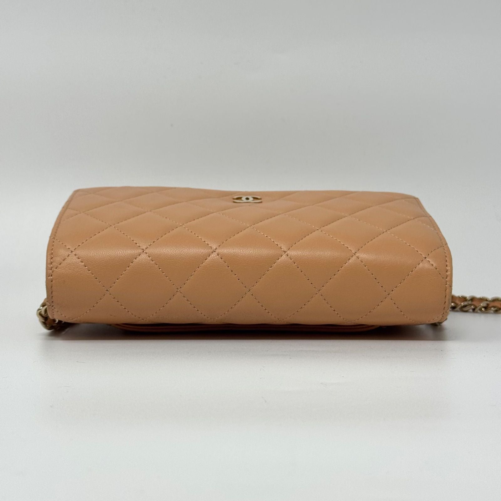 Chanel Large Shoulder Bag Lambskin Quilted CC Logo Gold Chain with Shield — view 5