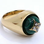 Louis Vuitton Signet Ring 55 18k Yellow Gold Malachite Diamond — view 5