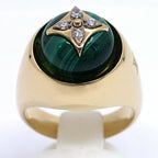 Louis Vuitton Signet Ring 55 18k Yellow Gold Malachite Diamond — view 2