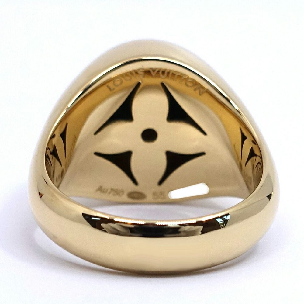 Louis Vuitton Signet Ring 55 18k Yellow Gold Malachite Diamond — view 8