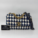 Chanel Shoulder Bag Tweed CC Logo Turnlock Gold