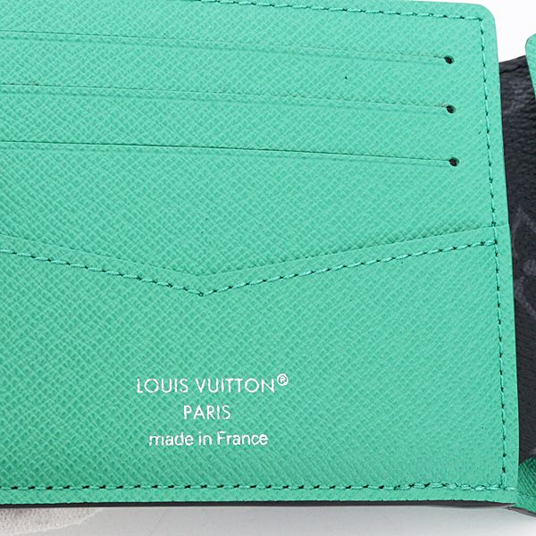 Louis Vuitton Portefeuille Calf Monogram Eclipse Bamboo Green Bifold Wallet — view 5